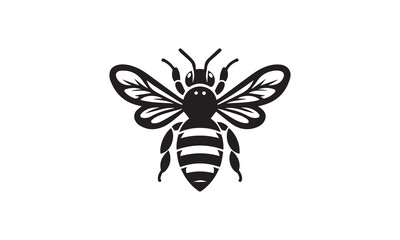 Bee silhouette vector with white background