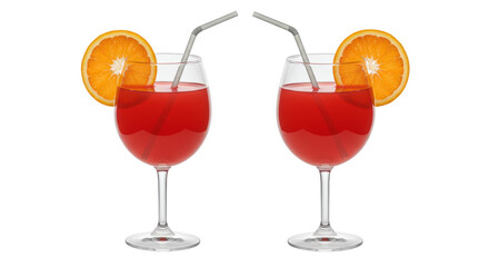 Isolated Two Cocktail Glasses with Orange Slices