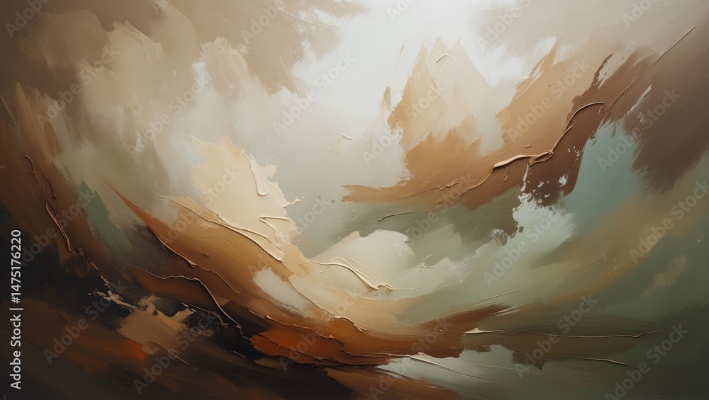 Poster textured oil paint with a misty atmosphere in an abstract art setting