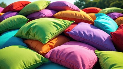 Mixed colors of cushions laid out