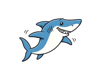 Obraz premium Cute Cartoon Shark on White