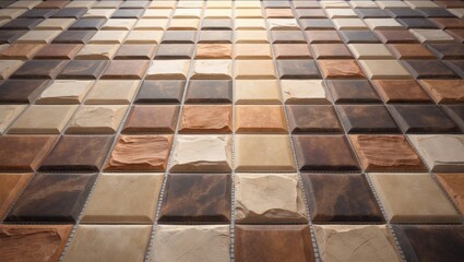 Digital rendering of a building facade with patterned tiling and smooth granite surface