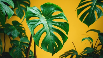 Monstera leaf plant undergoing growth