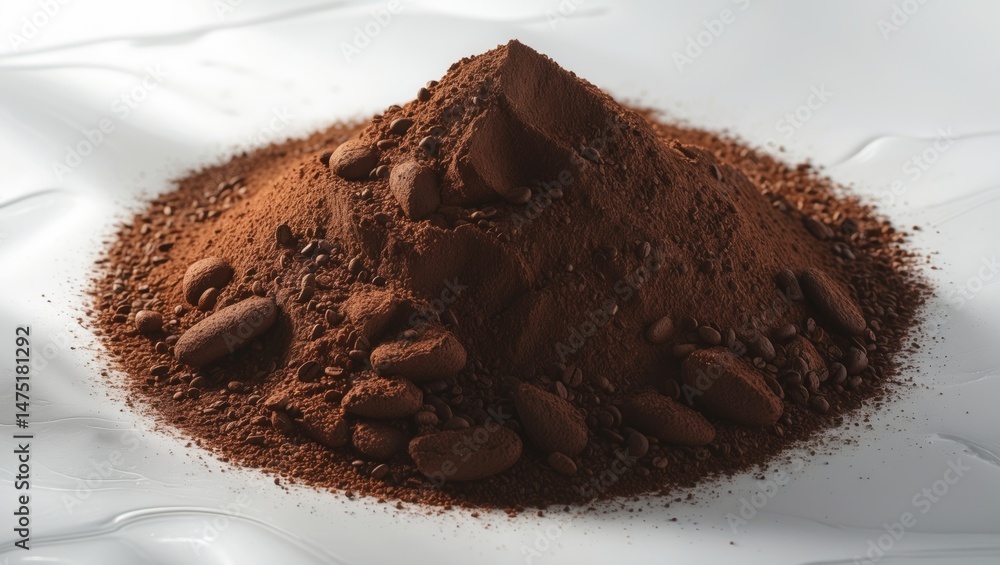 Poster coffee powder heap displayed on a background