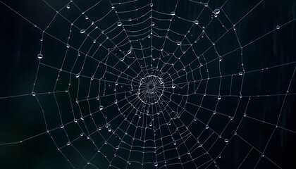 Obraz premium spider web with drops of water on it
