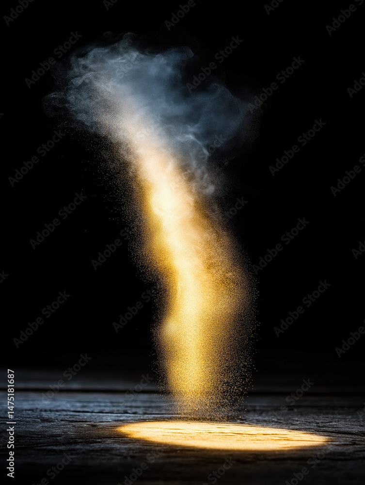 Aufkleber dynamic swirl of colored dust rising against a dark backdrop in an artistic display