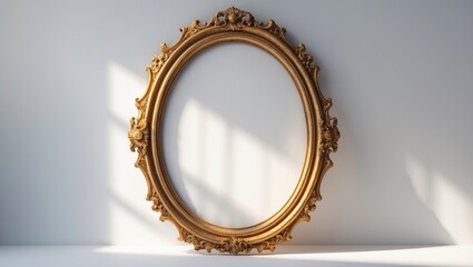 Antique Rustic Carved Oval Picture Frame