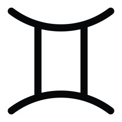 Gemini zodiac symbol vector icon. Astrological sign representing the twins in horoscope and astrology charts. Black clip art isolated on white background.
