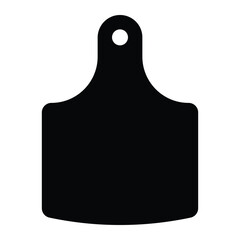 Cattle ear tag vector icon. Steer or livestock identification tag used in farming, agriculture, or veterinary management. Black silhouette isolated on white background.