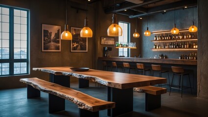 Loft bar featuring industrial style