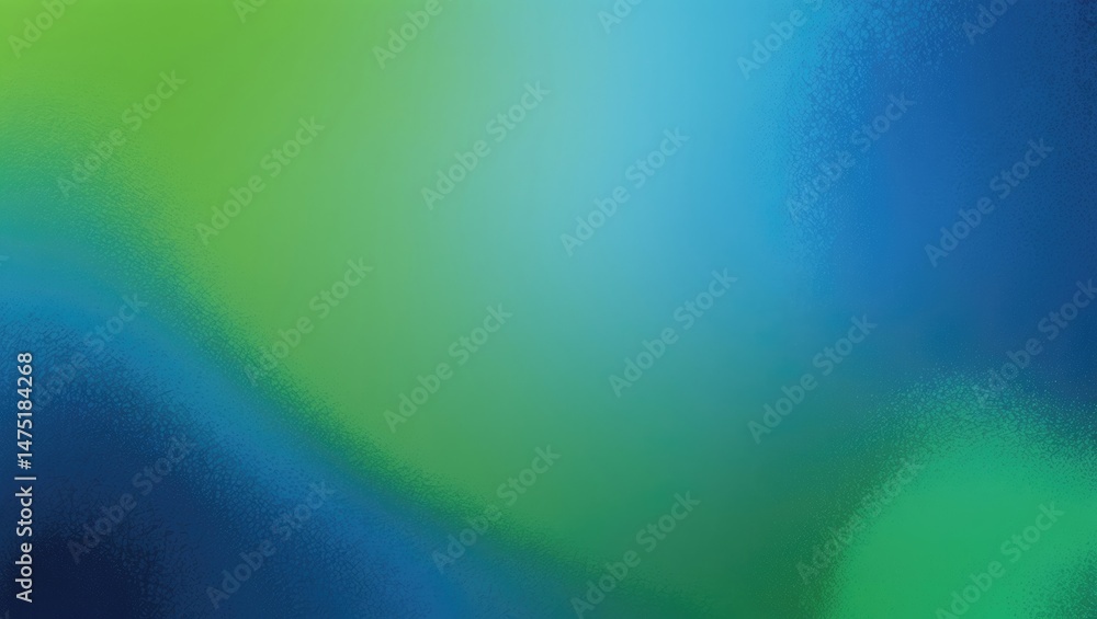 Poster modern green and blue gradient background with textured noise grain and abstract design