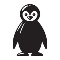 Noble Penguin silhouette against frosty backdrop – Penguin illustration – Minimalist Penguin vector – Bird silhouette

