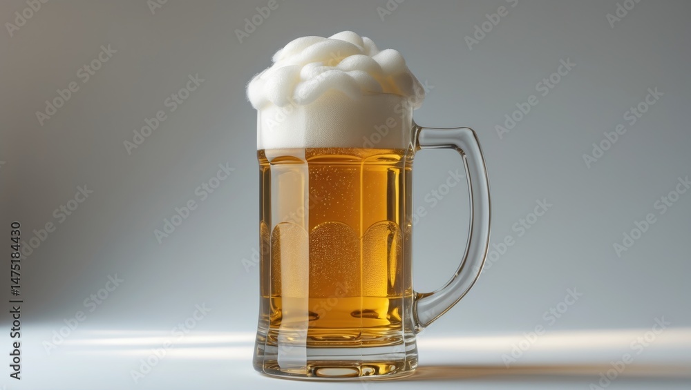 Aufkleber mug of beer with froth on a plain background with object design clipping path
