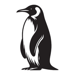 Naklejka premium Dancing Penguin silhouette on icy grounds – Penguin illustration – Minimalist Penguin vector – Bird silhouette