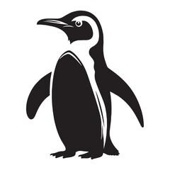Fototapeta premium Winter Penguin silhouette, cold and determined – Penguin illustration – Minimalist Penguin vector – Bird silhouette