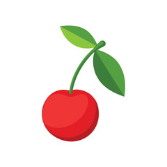  Cherry Illustration with Green Leaves &ndash; Red Fruit Vector Art