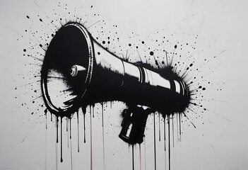 Artistic Black and White Megaphone Graffiti