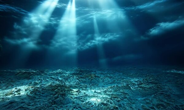 Mysterious Deep Ocean: Sunbeams Illuminate the Abyssal Plain
