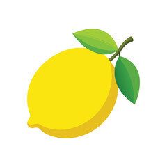 Lemon with Green Leaf &ndash; Simple Vector Illustration