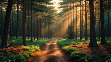 Obraz premium A walking trail in a natural forest setting