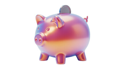 Isolated Piggy Bank with Coin