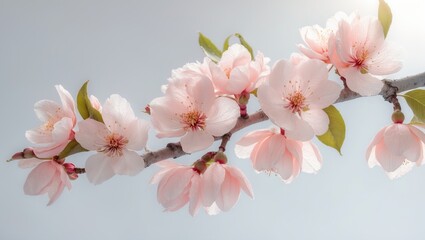 Fototapeta premium Fresh orange cherry blossom against a plain white background