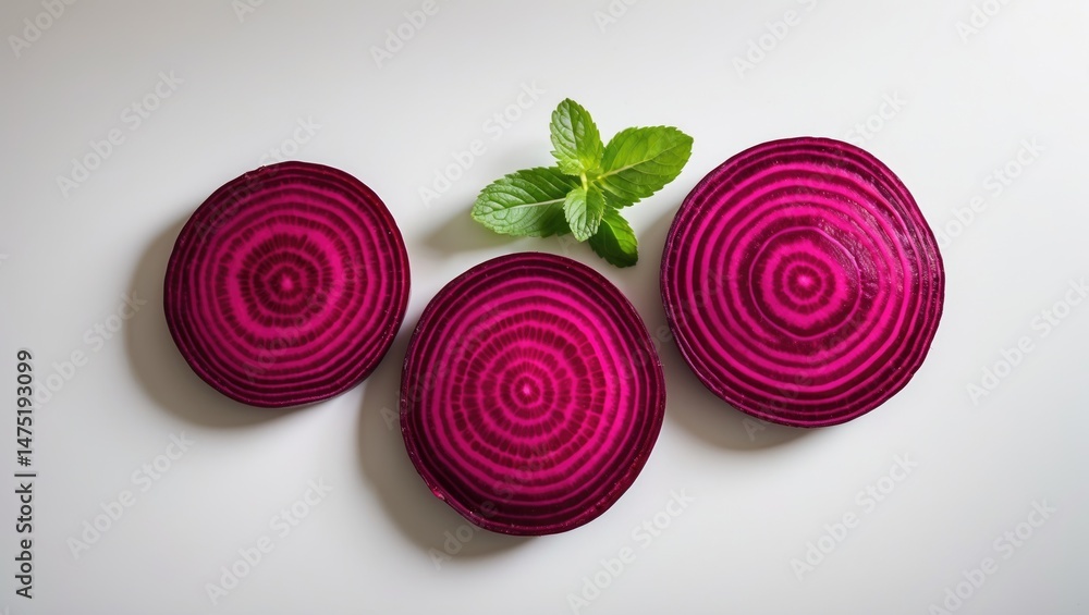 Poster close-up of beet slices on a simple background