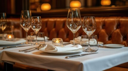 Fototapeta premium Elegant Table Setting in a Luxurious Restaurant