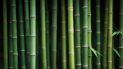 Fototapeta premium Bamboo fence in green as backdrop