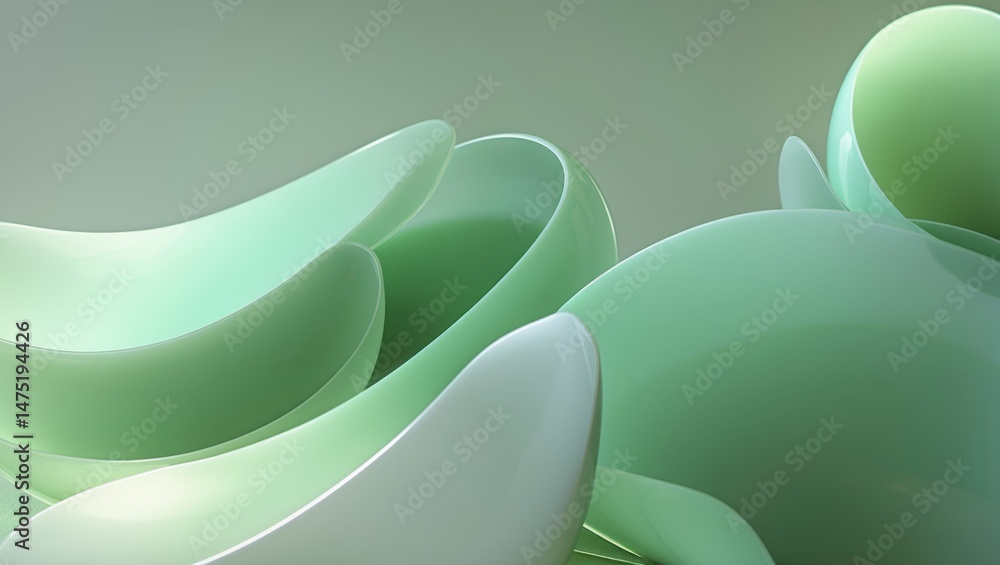 Poster bright macro shot of overlapping plastic bowls with colorful textures and minimalist composition