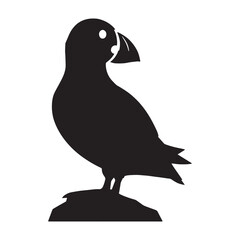 Puffin silhouette perched with grace – Puffin illustration – Minimalist Puffin vector – Bird silhouette

