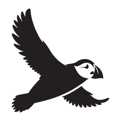 Coastal Puffin silhouette against a clear sky – Puffin illustration – Minimalist Puffin vector – Bird silhouette


