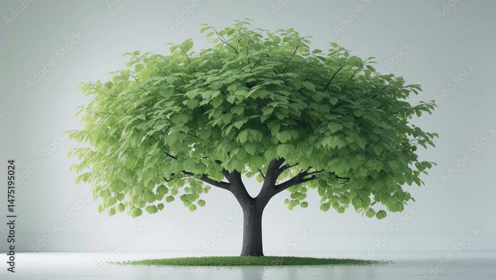 Poster a single cherry tree isolated on a white canvas
