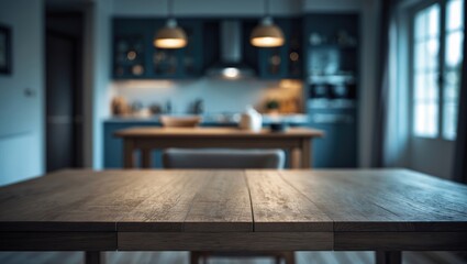 rustic wooden desk in home environment