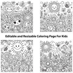 Sun and Flower coloring pages 