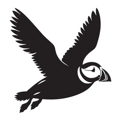 Puffin silhouette standing tall on cliffs – Puffin illustration – Minimalist Puffin vector – Bird silhouette


