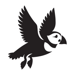 Charming Puffin silhouette perched on a rock – Puffin illustration – Minimalist Puffin vector – Bird silhouette

