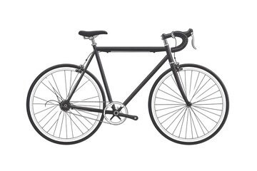 Fototapeta premium Illustration of a black road bike with white background in a side view perspective style