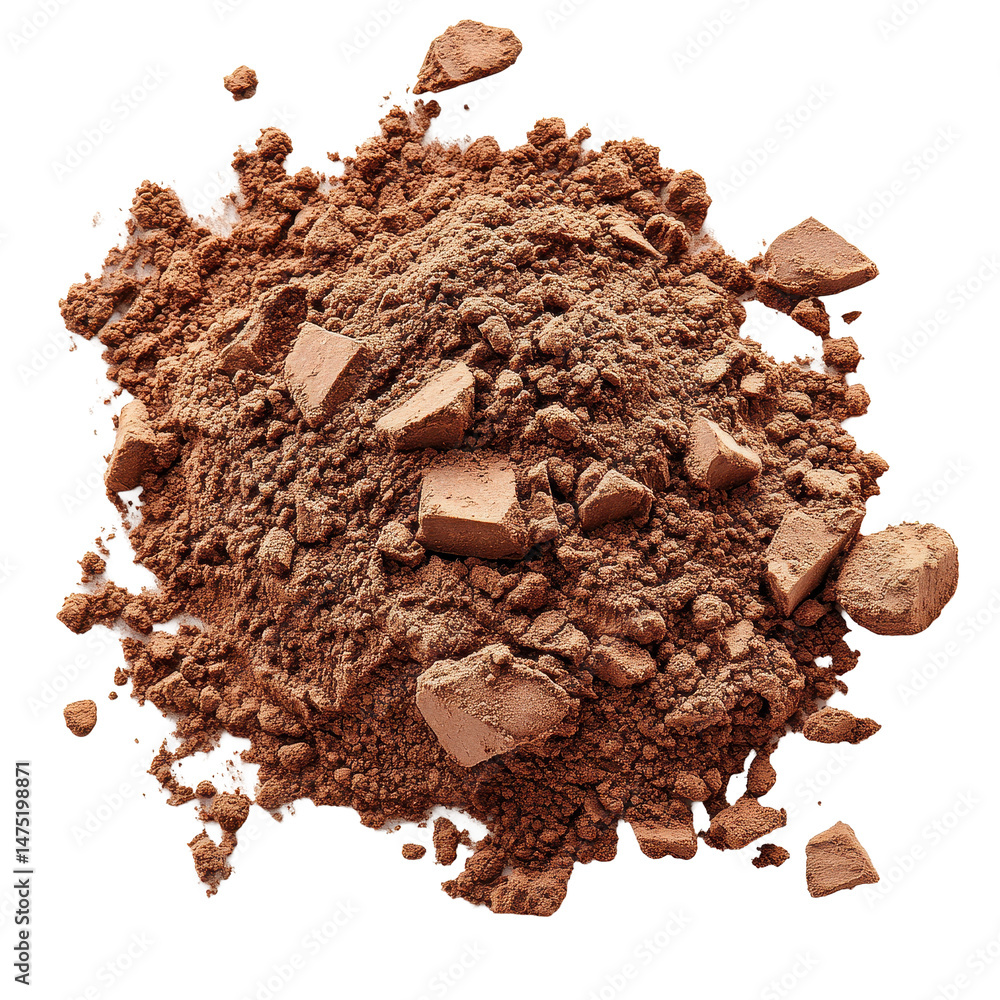 Poster instant cocoa powder displayed on a clean white background for culinary and beverage use, instant co