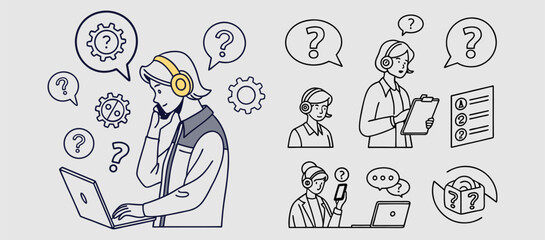 Set of Question and Confusion Related Line Icons. Outline Symbol Collection, Editable Stroke. speech bubble question mark icon sign vector.