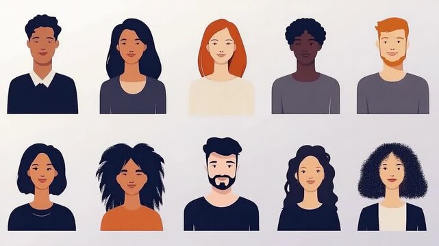 Diverse Cartoon People Portraits: An inclusive and modern representation of avatars characters