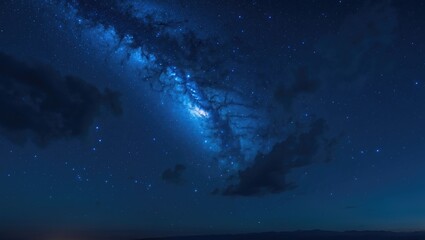 Fototapeta premium Nighttime universe with shimmering stars, galaxy, and abstract space background