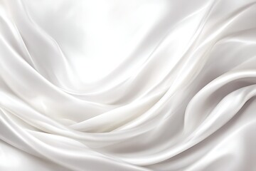 Obraz premium Elegant and smooth white silk fabric forming soft waves and folds texture