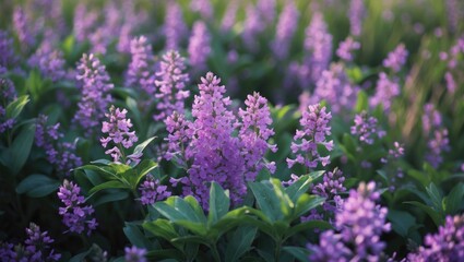 Detailed image of blooming Thymus serpyllum, highlighting its aromatic petals and herbal medicinal qualities in a natural outdoor setting