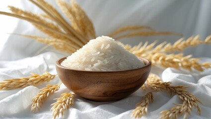 Raw Grain in a Wooden Dish
