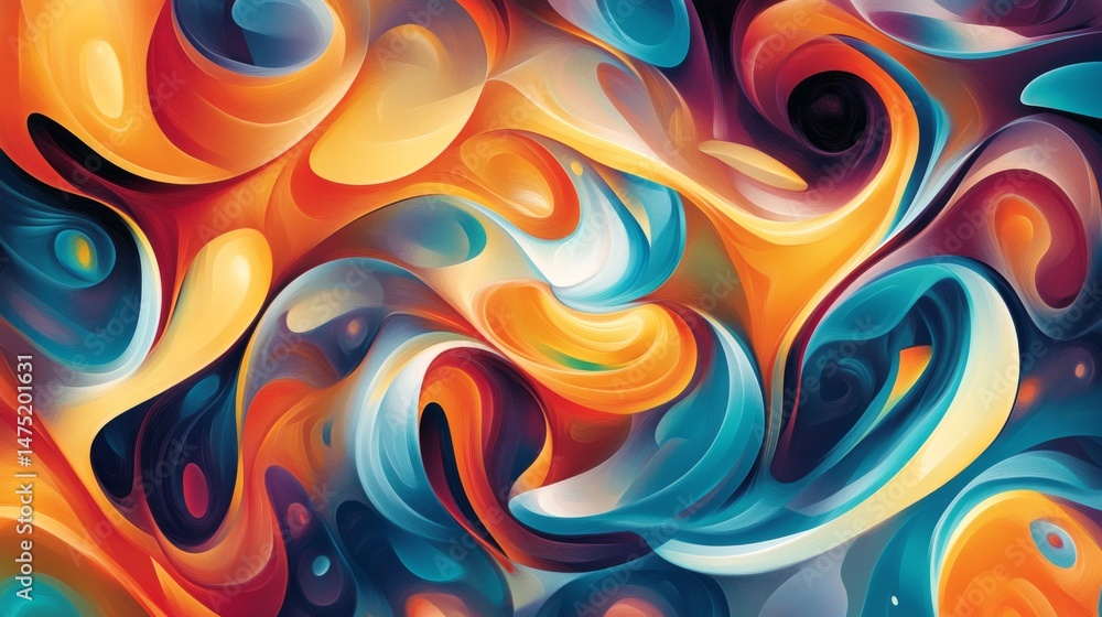 Poster a vibrant abstract background featuring swirling colors and fluid shapes, creating a dynamic and ene