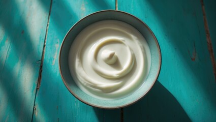 Table setting with a bowl of Greek yogurt for a nutritious diet
