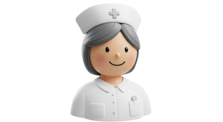 Isolated Cartoon Nurse with Smile