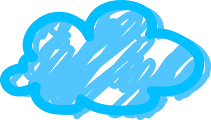 Fototapeta premium Abstract blue hand-drawn cloud shape