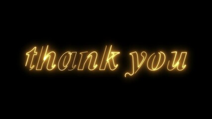 thank you text. gold neon light effect motion animation, on black background, 4k resolution footage - Powered by Adobe